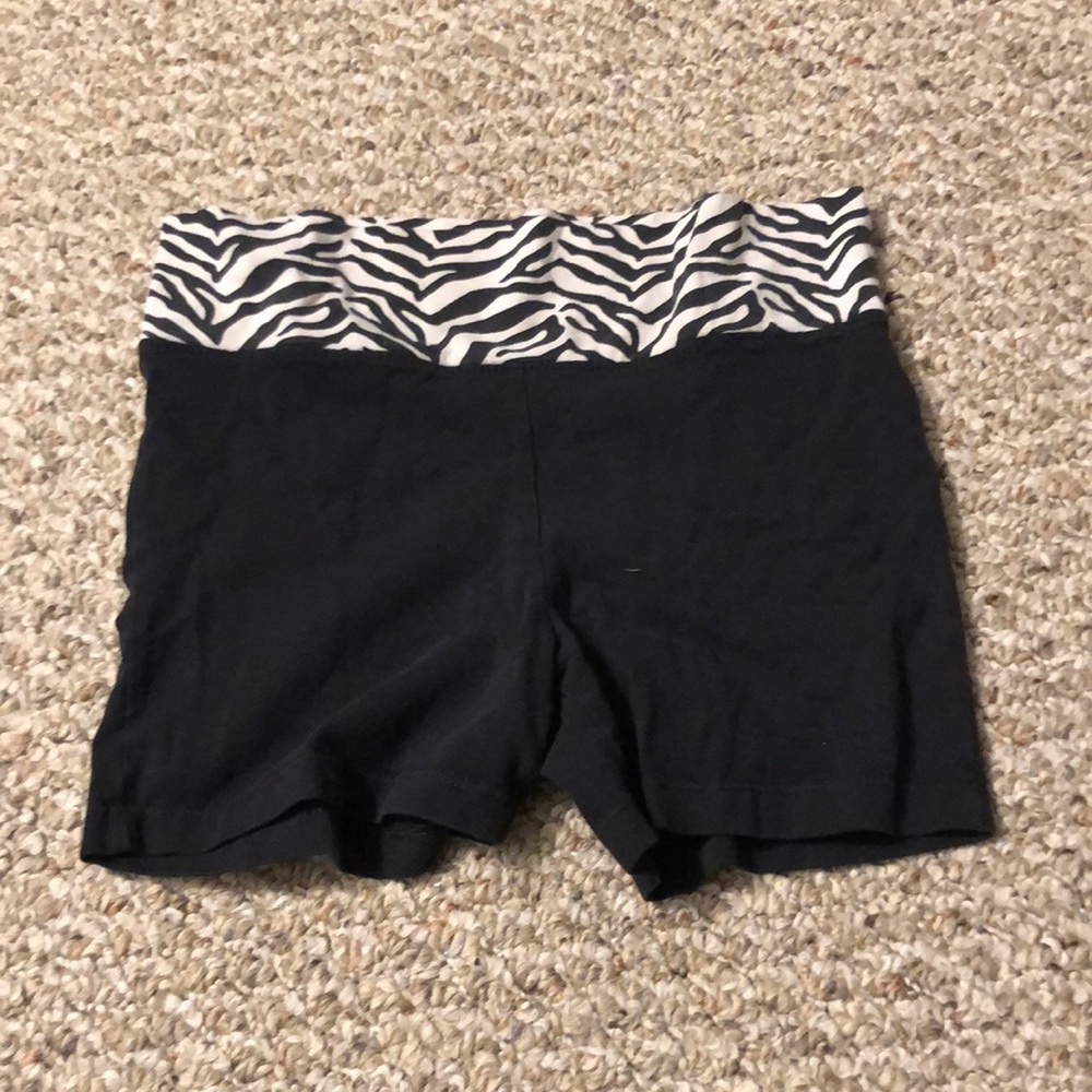 black and zebra yoga shorts